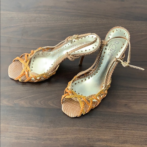 Strappy snakeskin heels sz 6 BCBG - Picture 4 of 9
